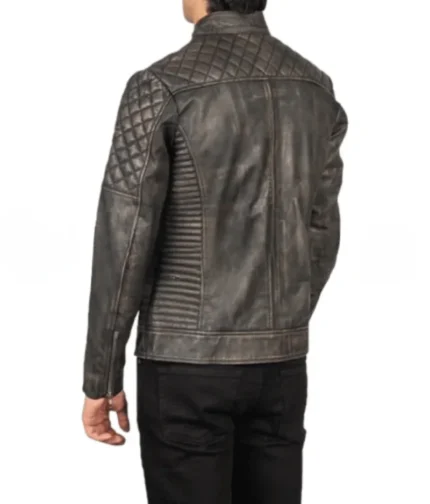 Distressed Brown Leather Biker Jacket-3