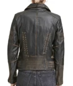 Distressed Black Leather Jacket Women-3