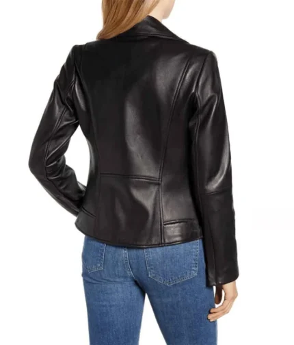 Black Biker Leather Jacket Women-4