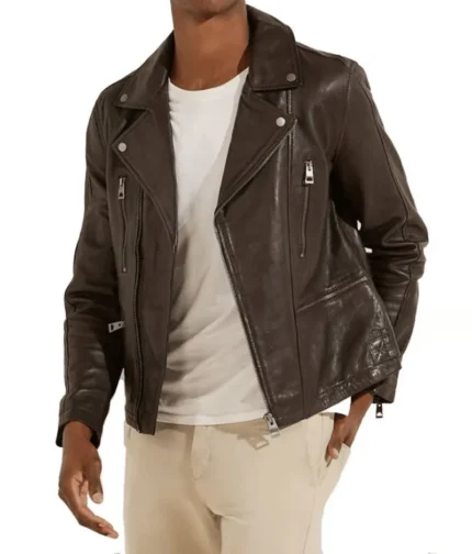 Chocolate Brownie Leather Biker Jacket