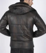 Men’s Distressed Leather Puffer Jacket-1