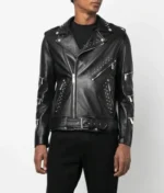 Men’s Black Lambskin Studded Leather Jacket-1