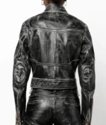 Women’s Distressed Fitted Leather Jacket-3