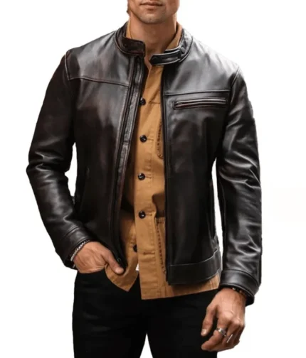 Black Coffee Leather Roadster Jacket