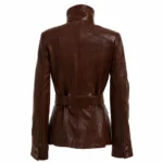Women’s Brown Button-Up Leather Jacket-2