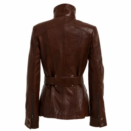 Women’s Brown Button-Up Leather Jacket-2