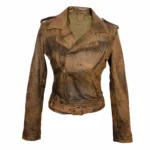 Women’s Distressed Brown Leather Jacket