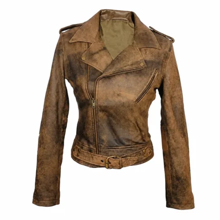 Women’s Distressed Brown Leather Jacket
