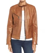 Slimfit Brown Leather Women’s Jacket