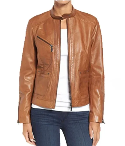 Slimfit Brown Leather Women’s Jacket
