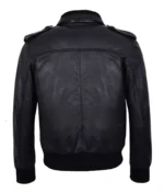 Men’s Black Cowhide Leather Bomber Jacket-1