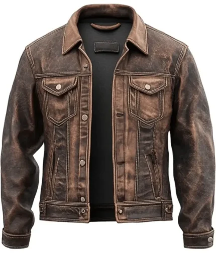 Men’s Leather Trucker Jacket