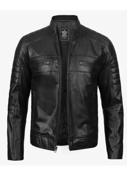 Men’s Black Cafe Racer Leather Jacket