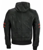 Men’s Black Leather Hoodie Jacket-1
