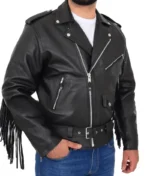 Men’s Black Fringe Leather Jacket