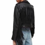 Ayra Fringed Black Leather Jacket-3