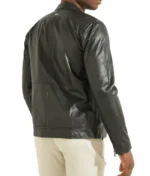 Jet Black Leather Biker Jacket For Men-4