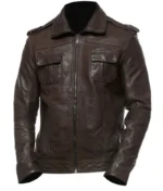 Men’s Brown Sheepskin Leather Bomber Jacket