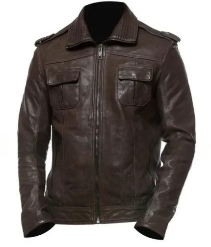 Men’s Brown Sheepskin Leather Bomber Jacket