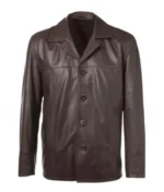 Men’s Woody Brown Leather Reefer Jacket