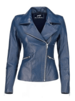 Women's Blue Leather Jacket / Blazer-3